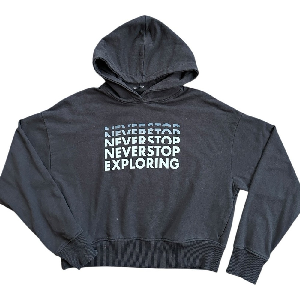 The North Face Hoodie Womens M Black Cropped Never Stop‎ Exploring Graphic A5IWQ